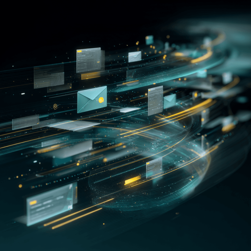 Business owner reviewing automated email dashboard showing customer communication workflow and engagement metrics