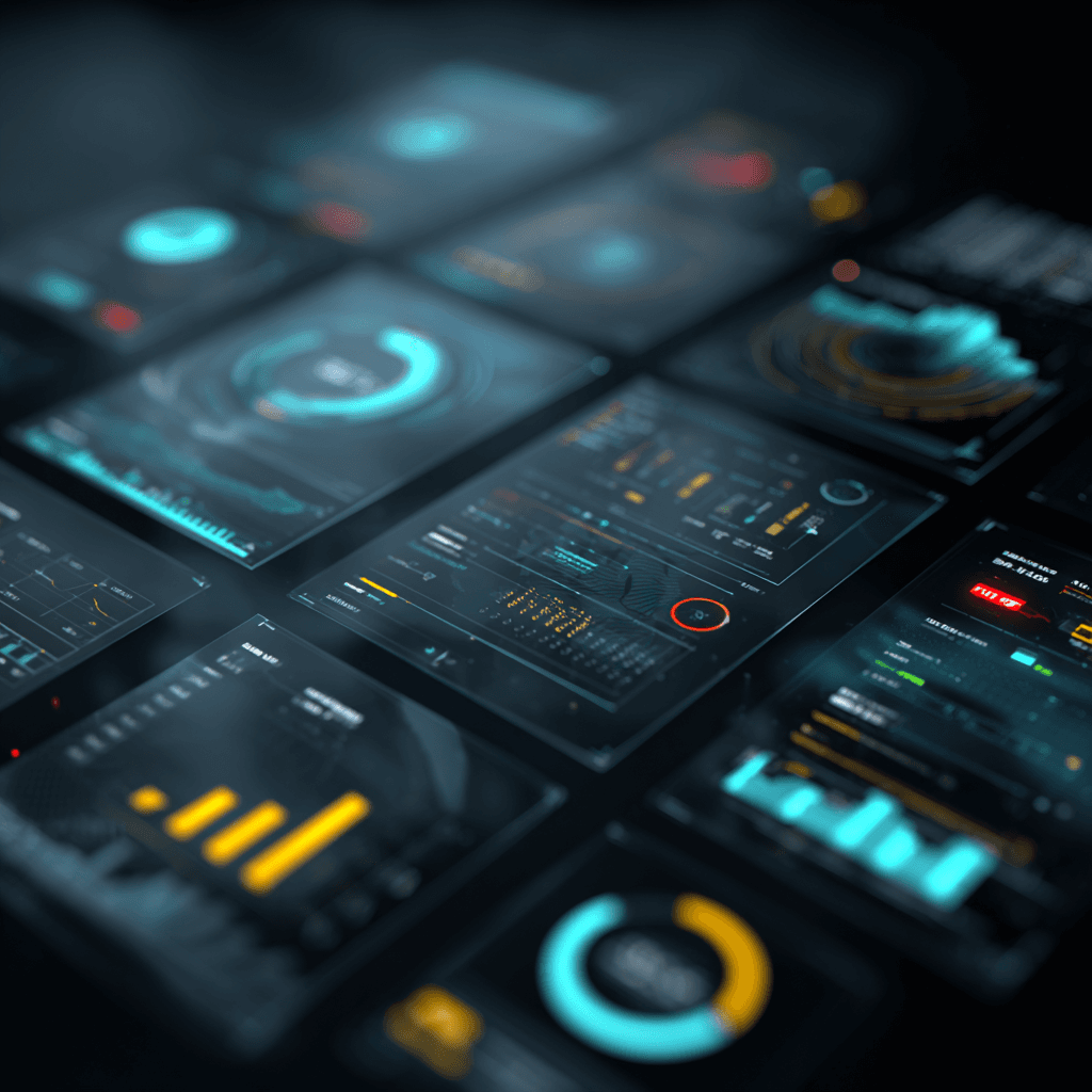 Business owner viewing real-time dashboard with sales data and performance metrics on laptop screen